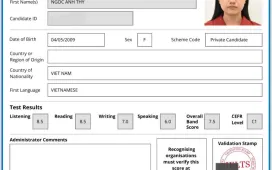 KẾT QUẢ THI IELTS THÁNG 8-2026- BẠN HOÀNG NGỌC AN THY 7.5