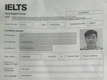 KẾT QUẢ THI IELTS VÕ HOÀNG LONG